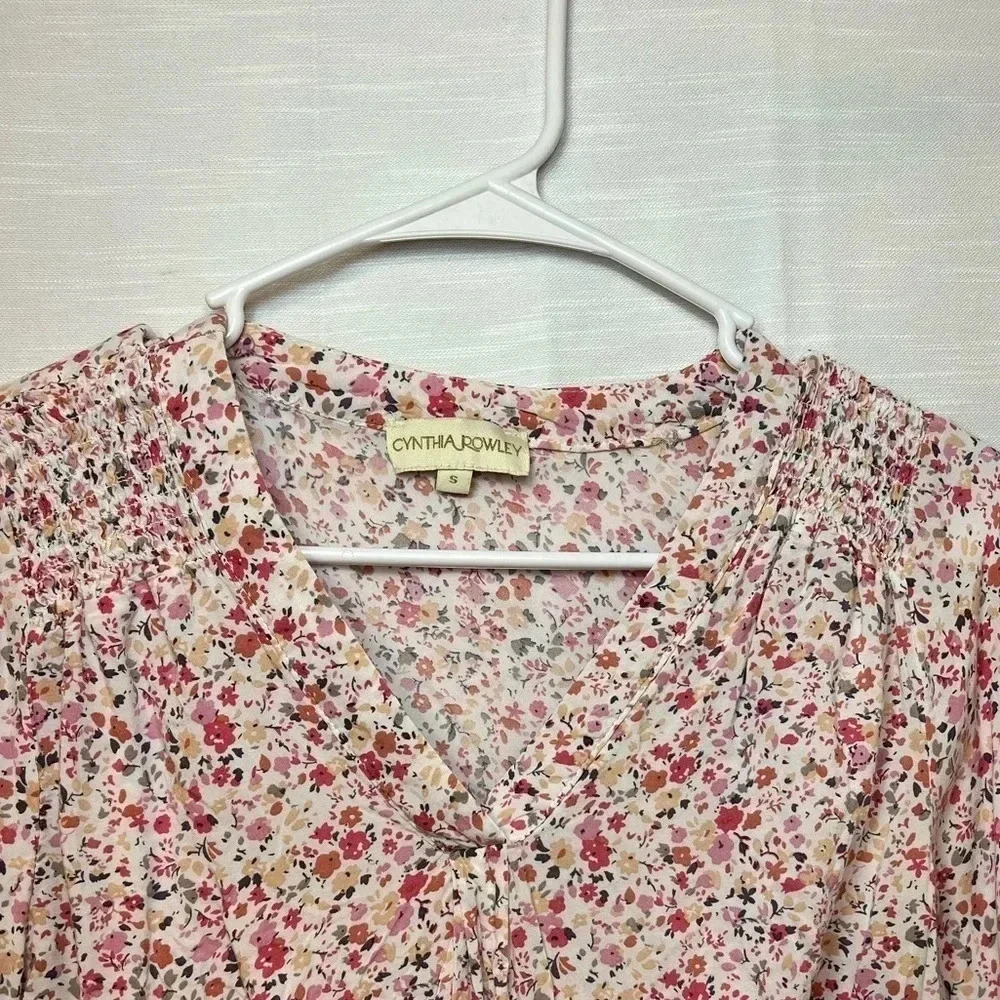 Cynthia Rowley Floral Peasant Blouse Small - Picture 3 of 6